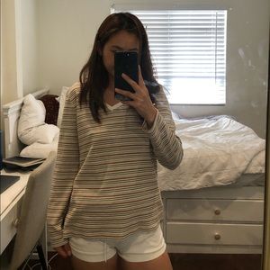 Stripped  v neck long sleeve